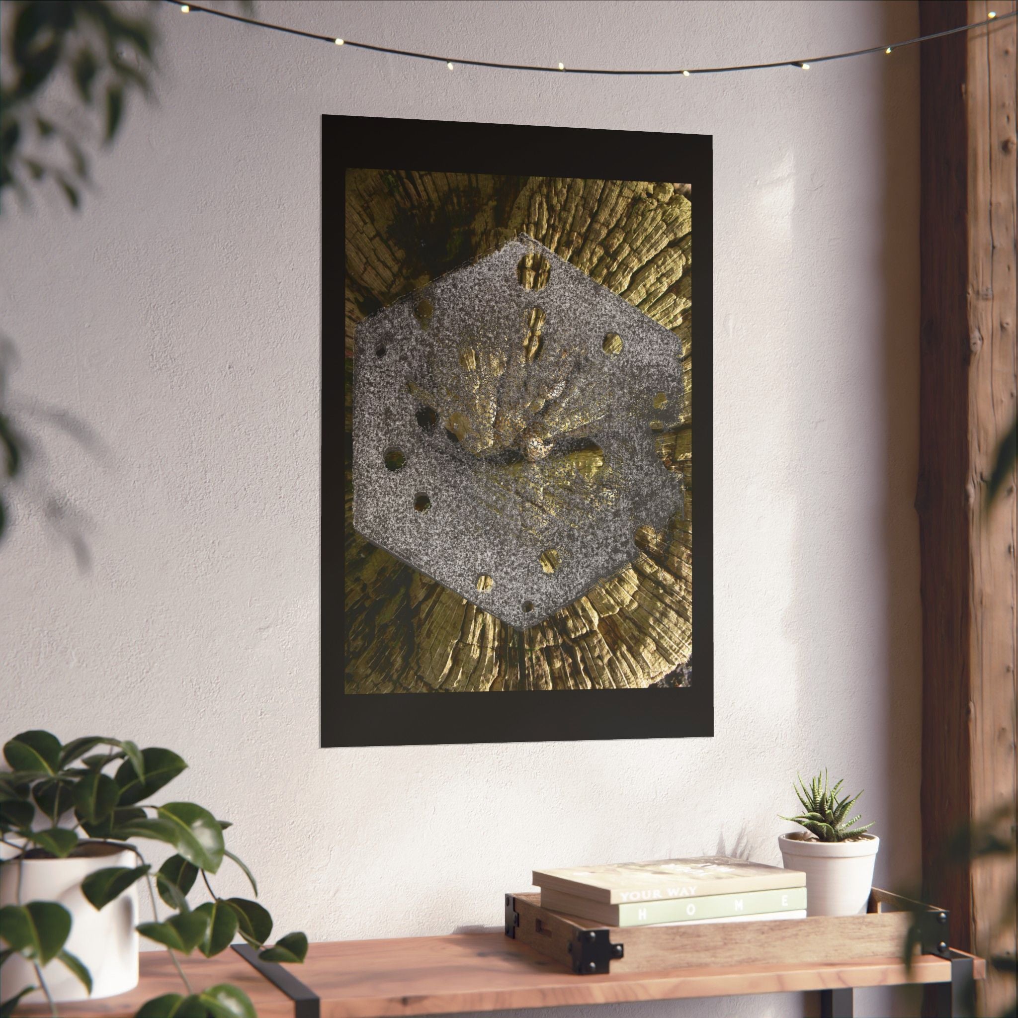 Gold Leaf Abstract Art Matte Poster | Metallic Hexagon Wall Art
