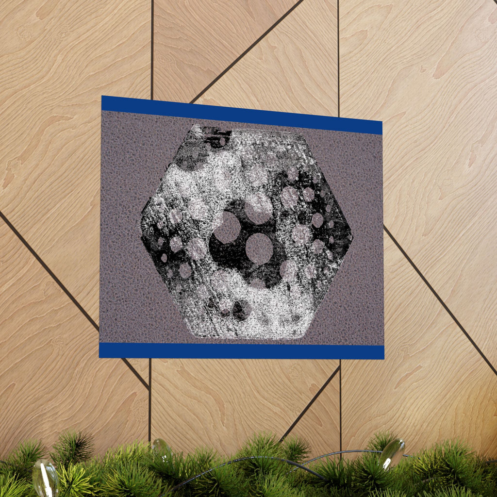 Abstract Hexagon Art Poster — Textured Geometric Matte Horizontal Print