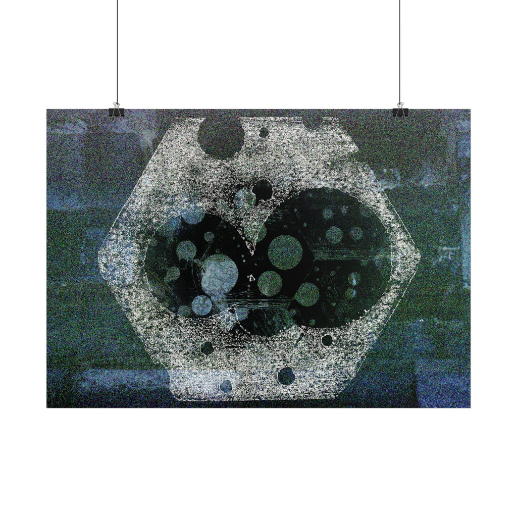 Abstract Hexagon Galaxy Poster — Blue Green Modern Wall Art