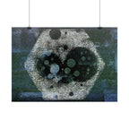 Abstract Hexagon Galaxy Poster — Blue Green Modern Wall Art
