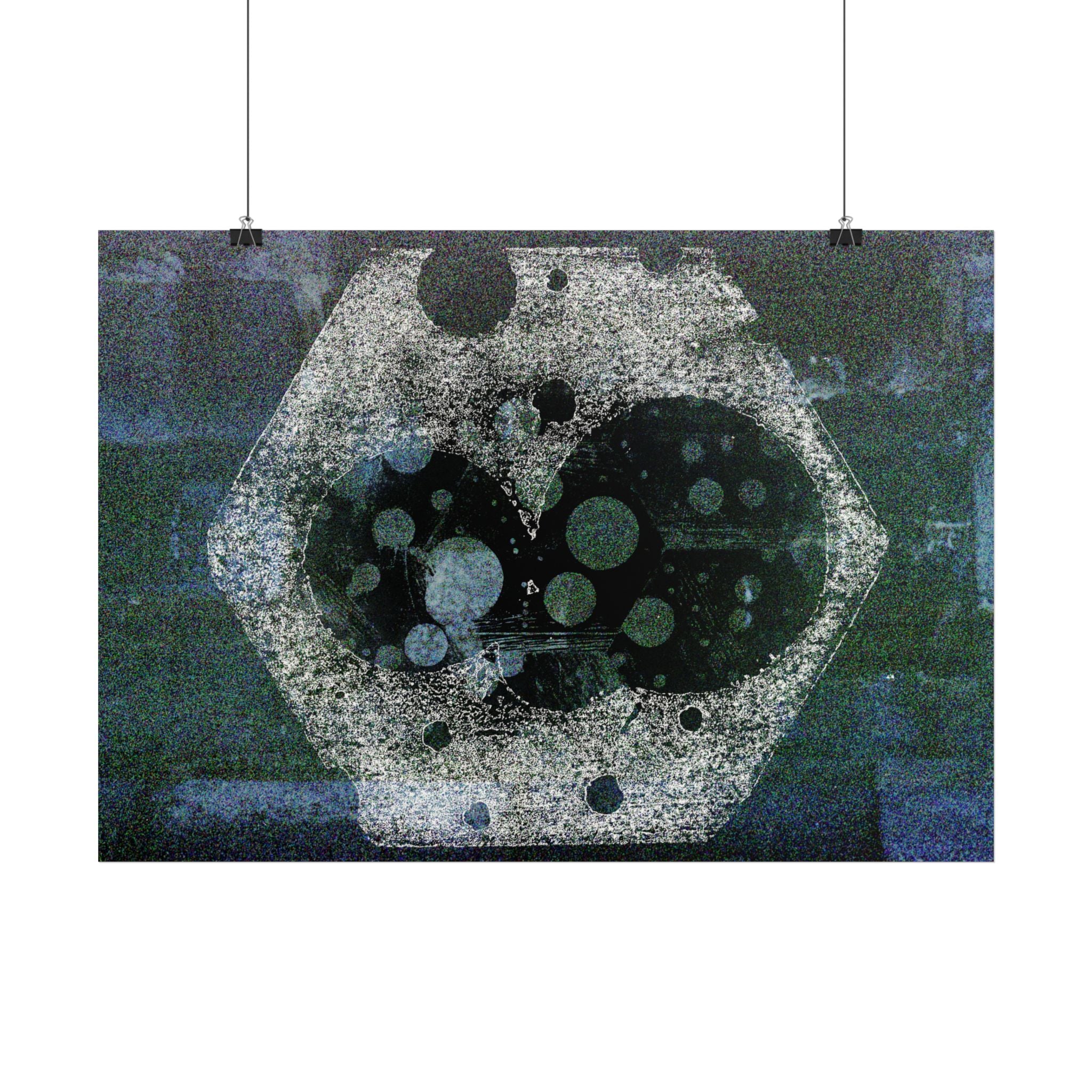 Abstract Hexagon Galaxy Poster — Blue Green Modern Wall Art