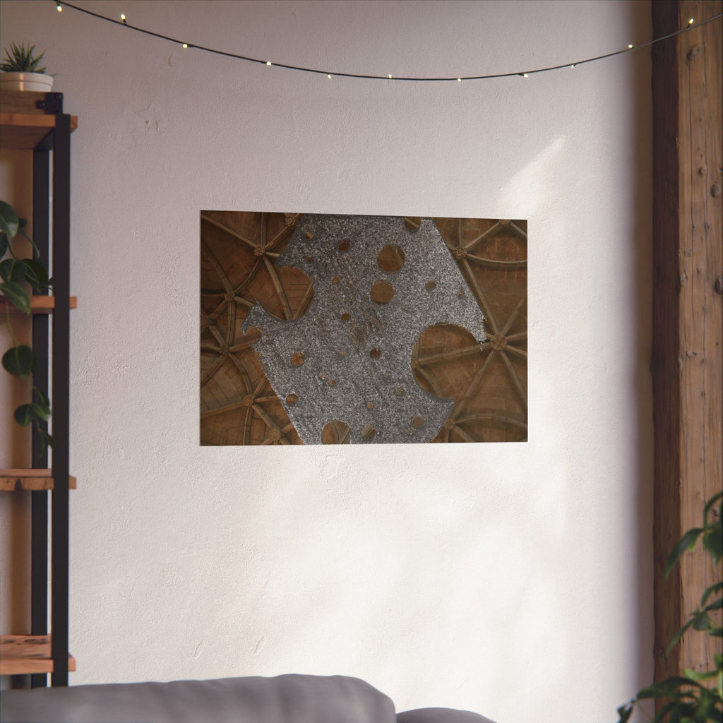 Matte horizontale poster — Horizontale kunst met metalen textuur van een kathedraalplafond 