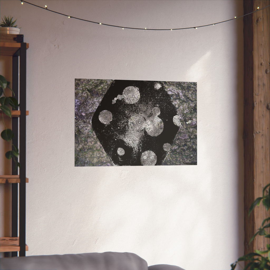 Abstract Galaxy Matte Poster — Black & Silver Cosmic Art (Horizontal)