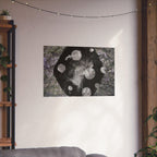 Abstract Galaxy Matte Poster — Black & Silver Cosmic Art (Horizontal)