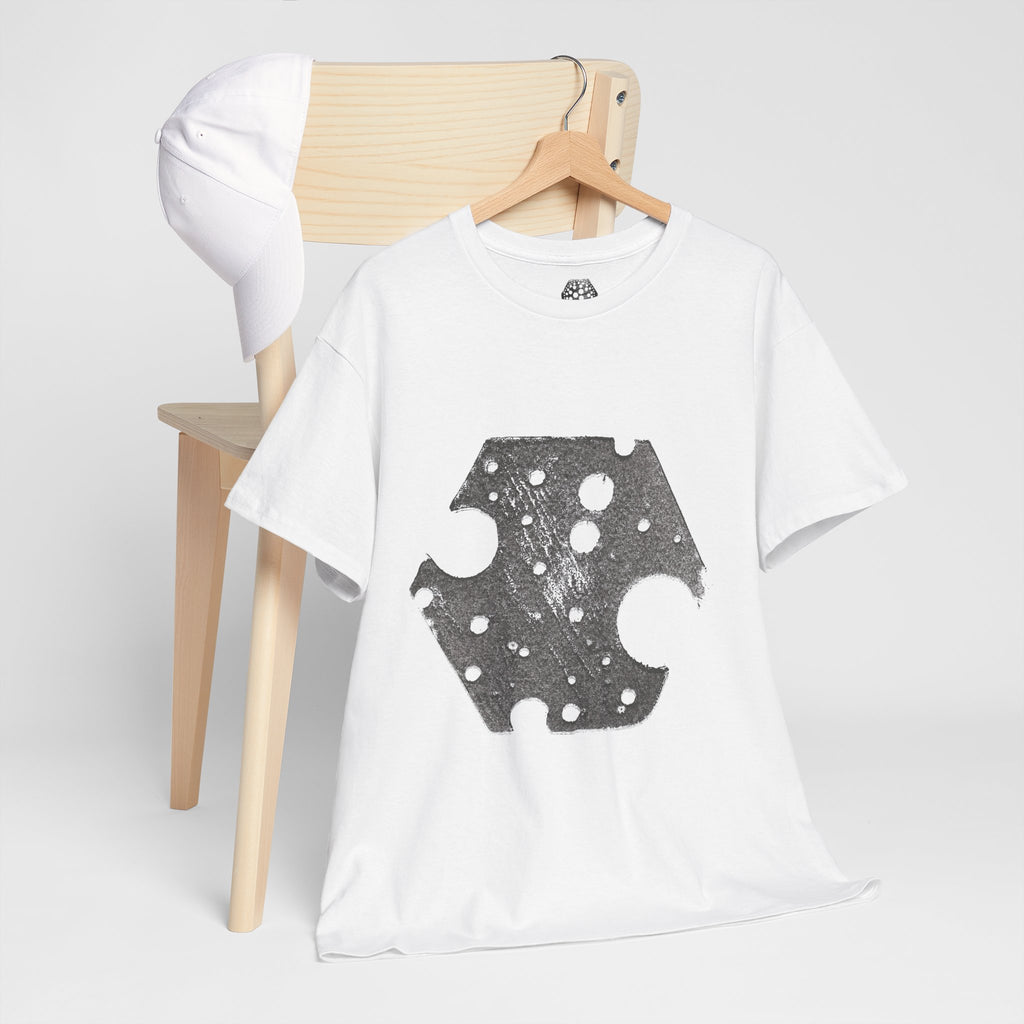 Hexagon Circles Graphic Tee — Digital Manual Print Art