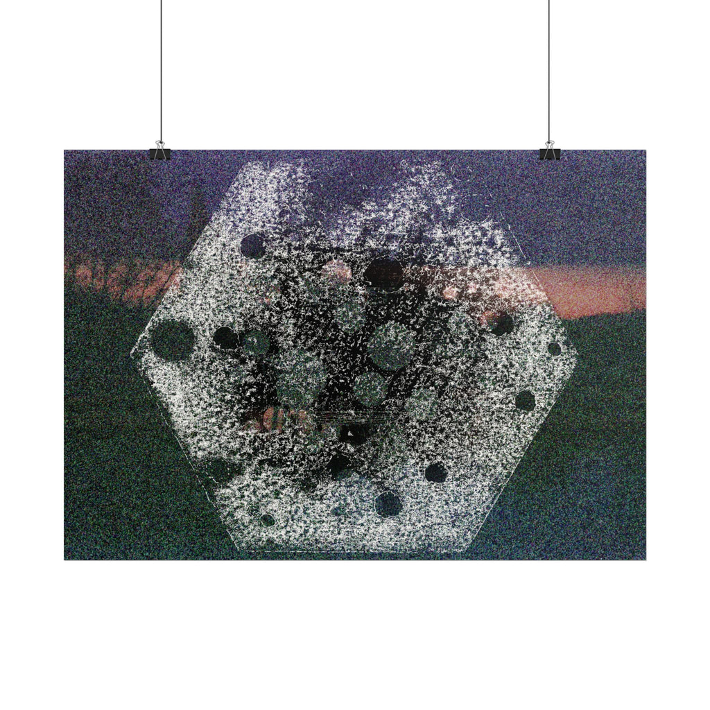 Abstracte kosmische hex-poster — Surrealistische korrelige ruimtekunst, horizontale print 