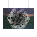 Abstracte kosmische hex-poster — Surrealistische korrelige ruimtekunst, horizontale print 