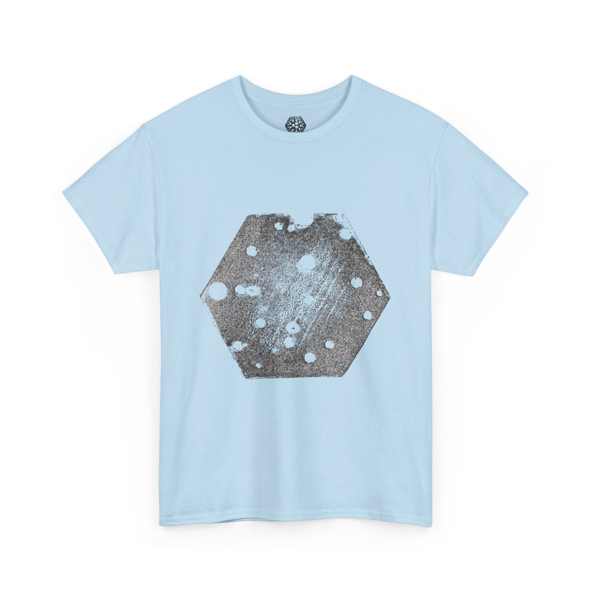 Hexagon Circles Graphic Tee — Digital Manual Print Art