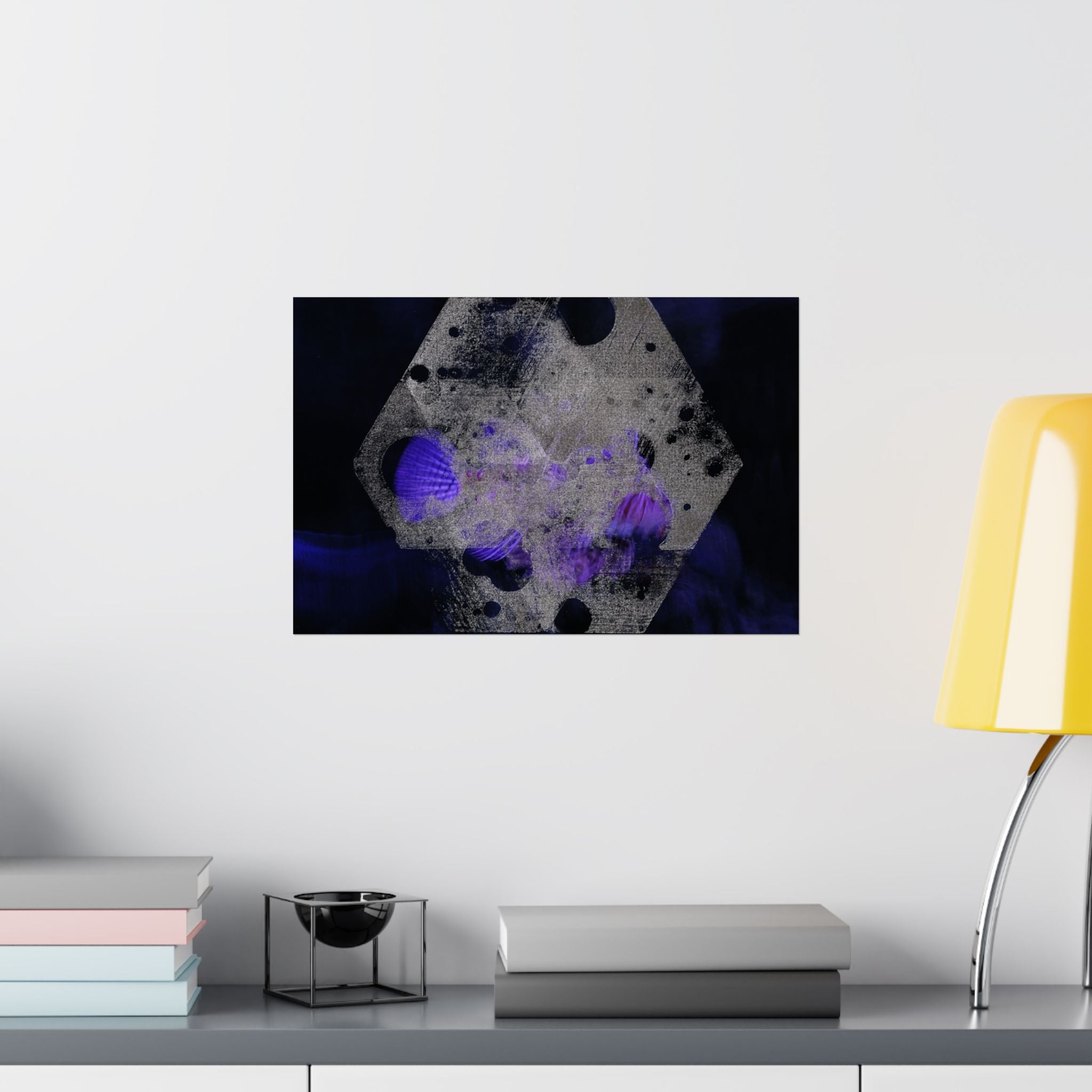 Abstracte zeshoekige paarse rook matte poster 