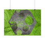 Abstracte groene zeshoekige poster — Moderne geometrische muurdecoratie 