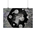 Abstract Galaxy Matte Poster — Black & Silver Cosmic Art (Horizontal)