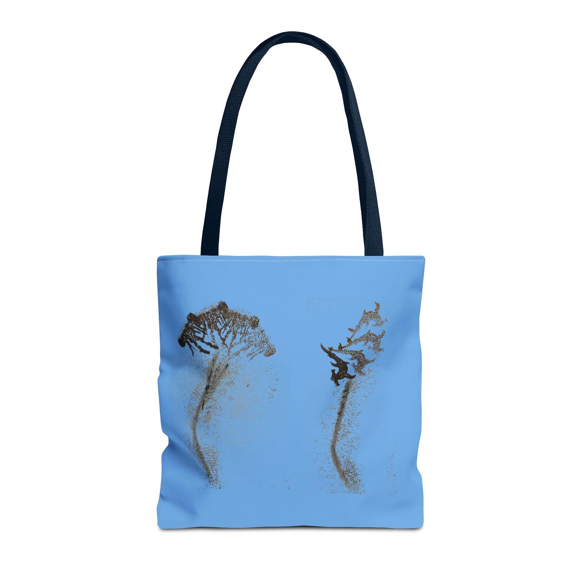 Blue Sea Life Tote Bag — Sand Art Seahorse & Coral All-Over Print
