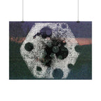 Abstracte kosmische poster — Korrelige maan- en planeetvormen, horizontale kunstprint 