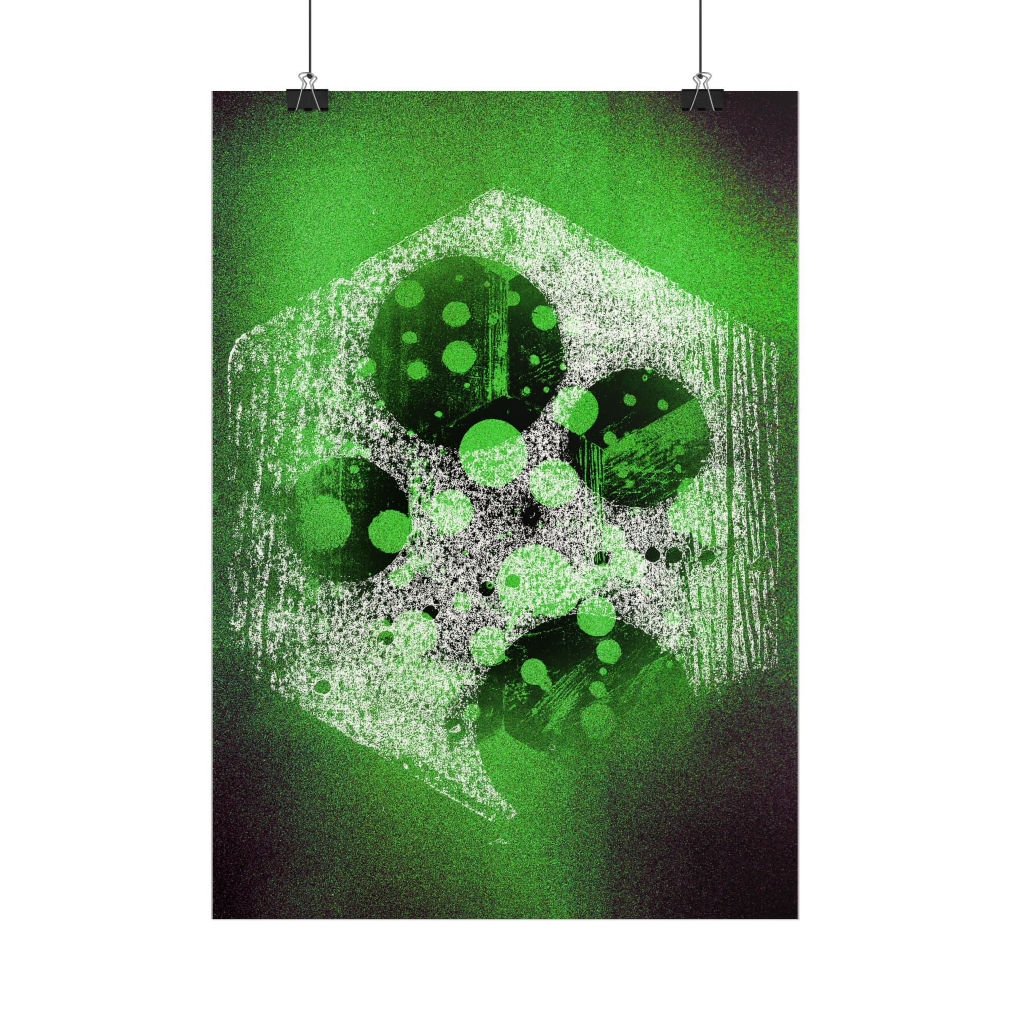 Abstract Green Hexagon Art Poster — Matte Vertical Wall Print