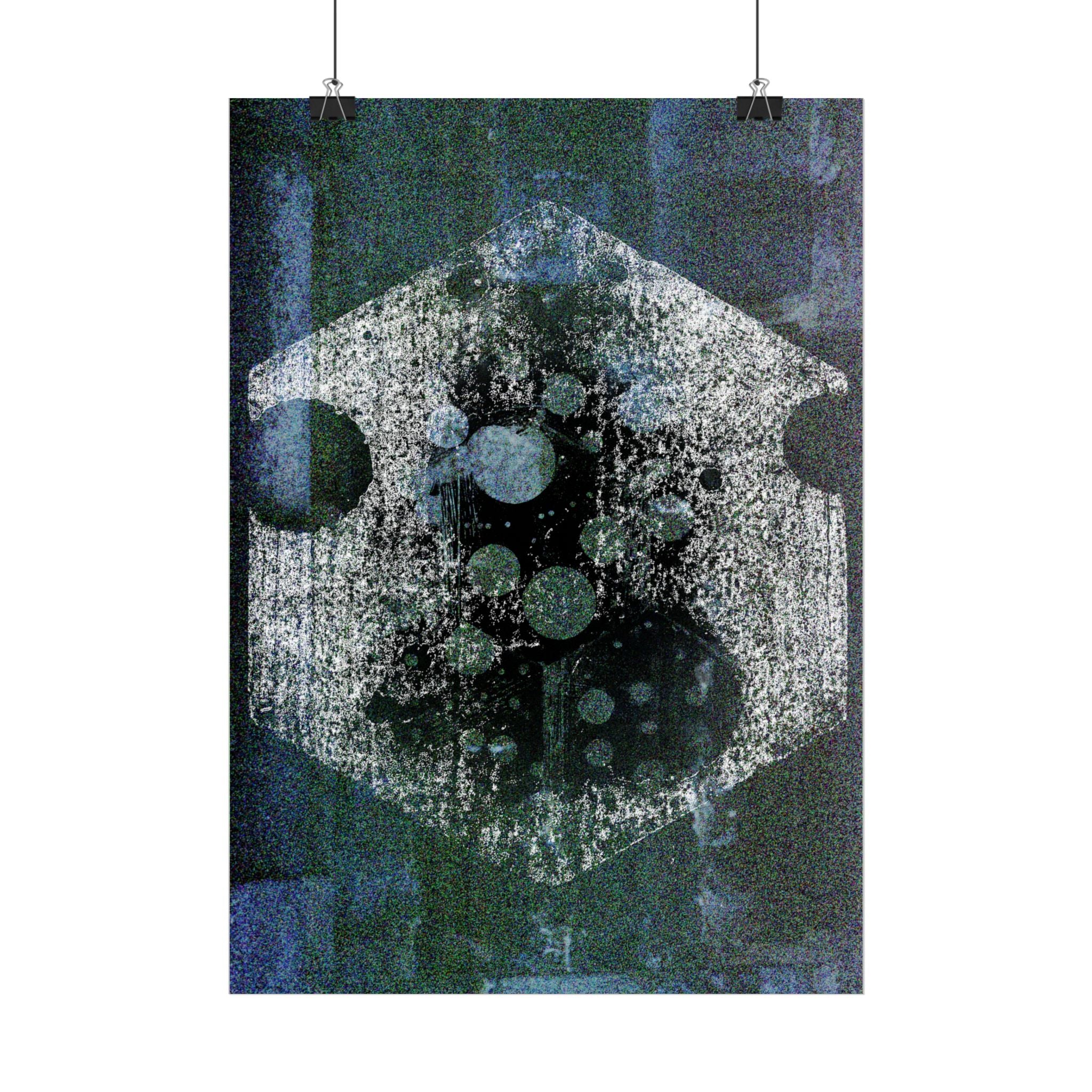 Abstracte zeshoekige maankunstposter — Verticale wandprint 