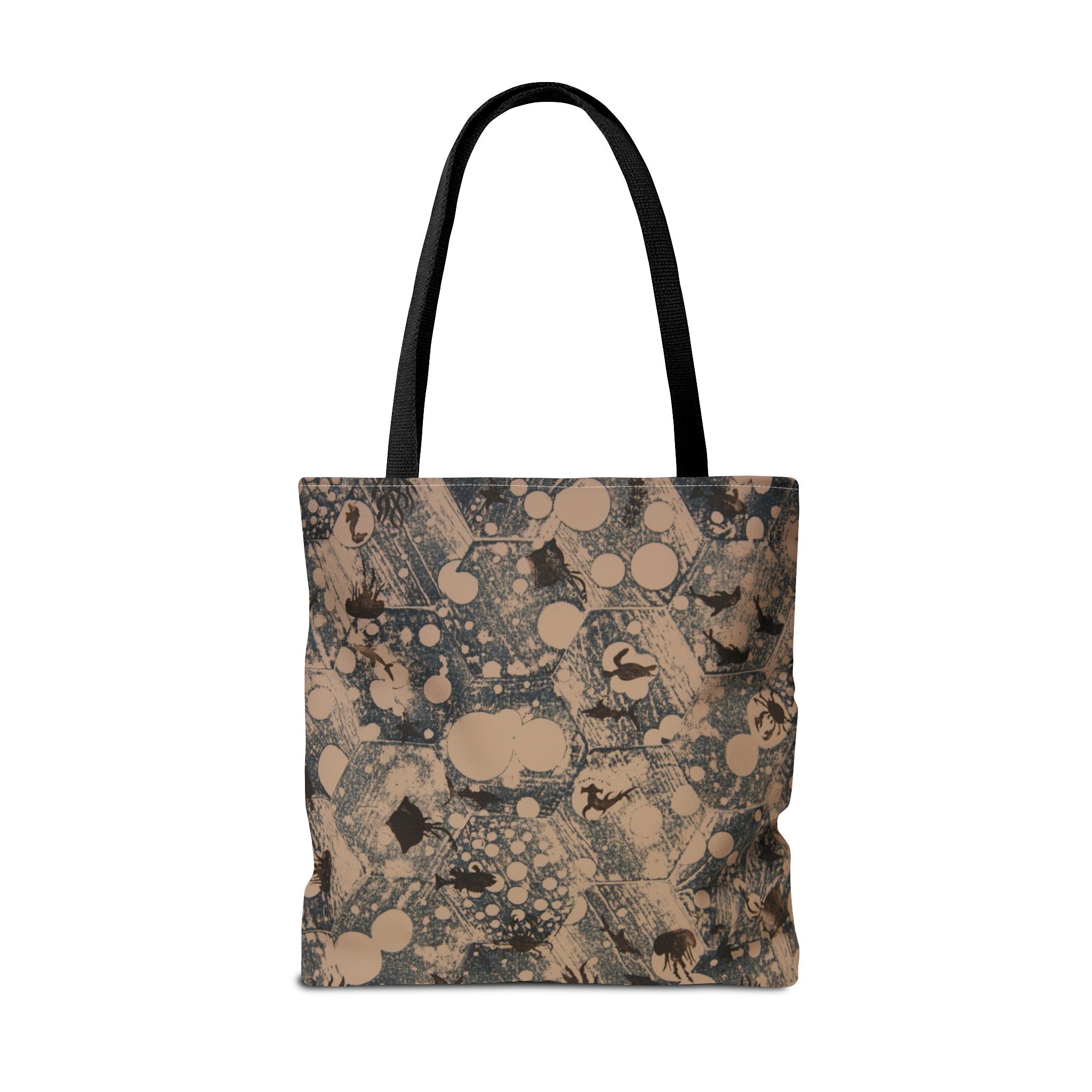 Abstract Marble Pattern Tote Bag — Neutral Honeycomb Bubble Design
