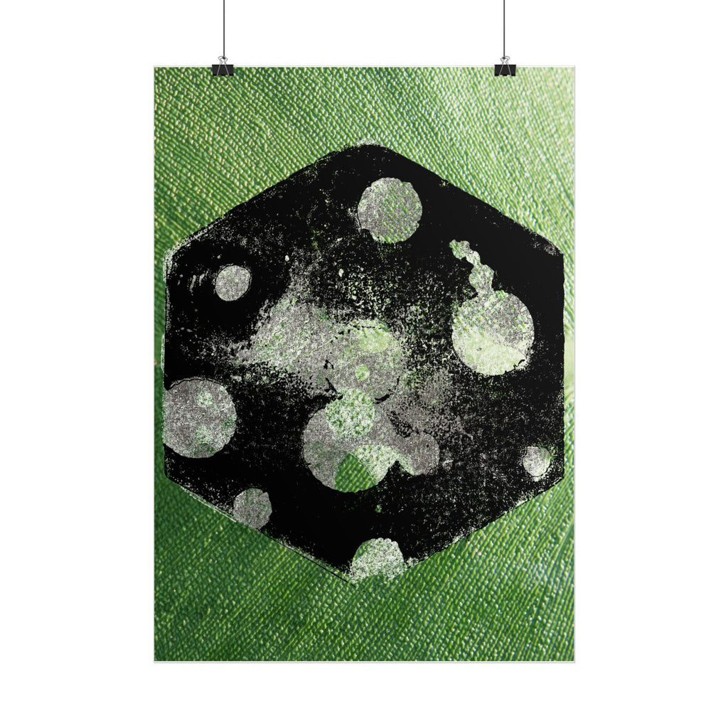 Abstract Green Dice Art Poster — Vertical Wall Print
