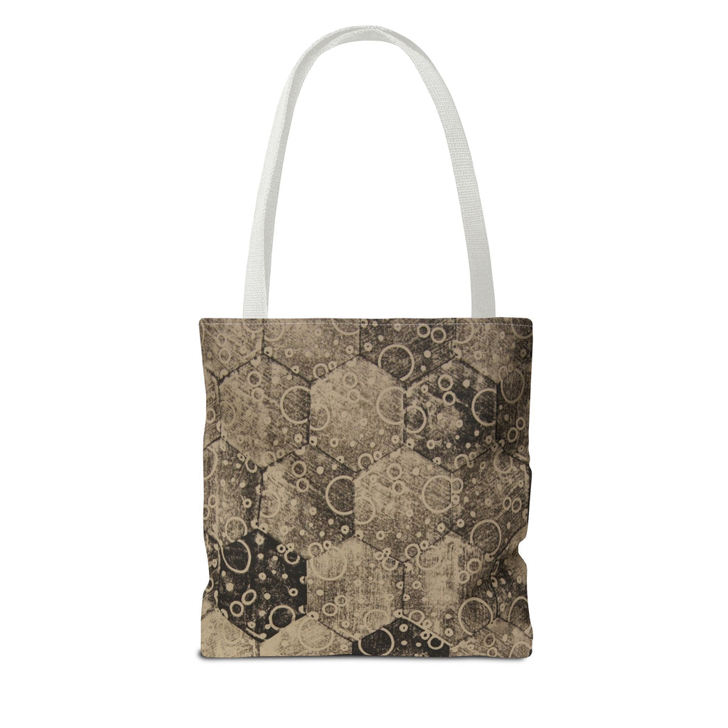 Vintage Hexagon Pattern Tote Bag – Sepia Geometric All-Over Print