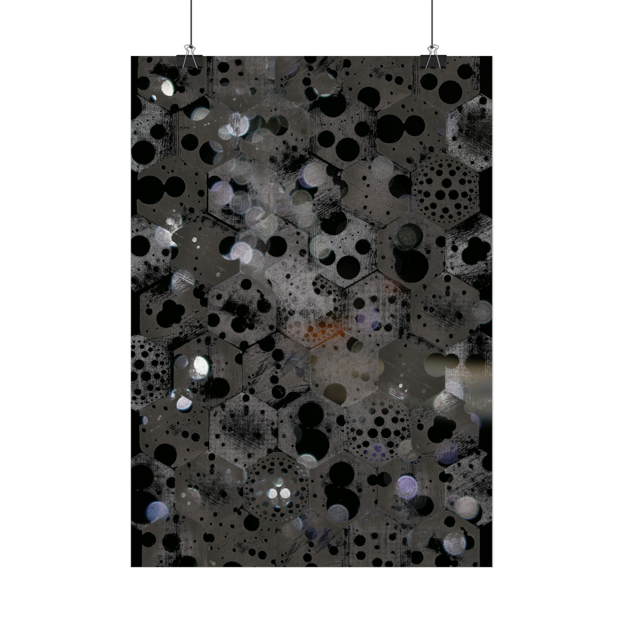 Abstracte poster met zwarte bubbels — Moderne geometrische muurdecoratie 
