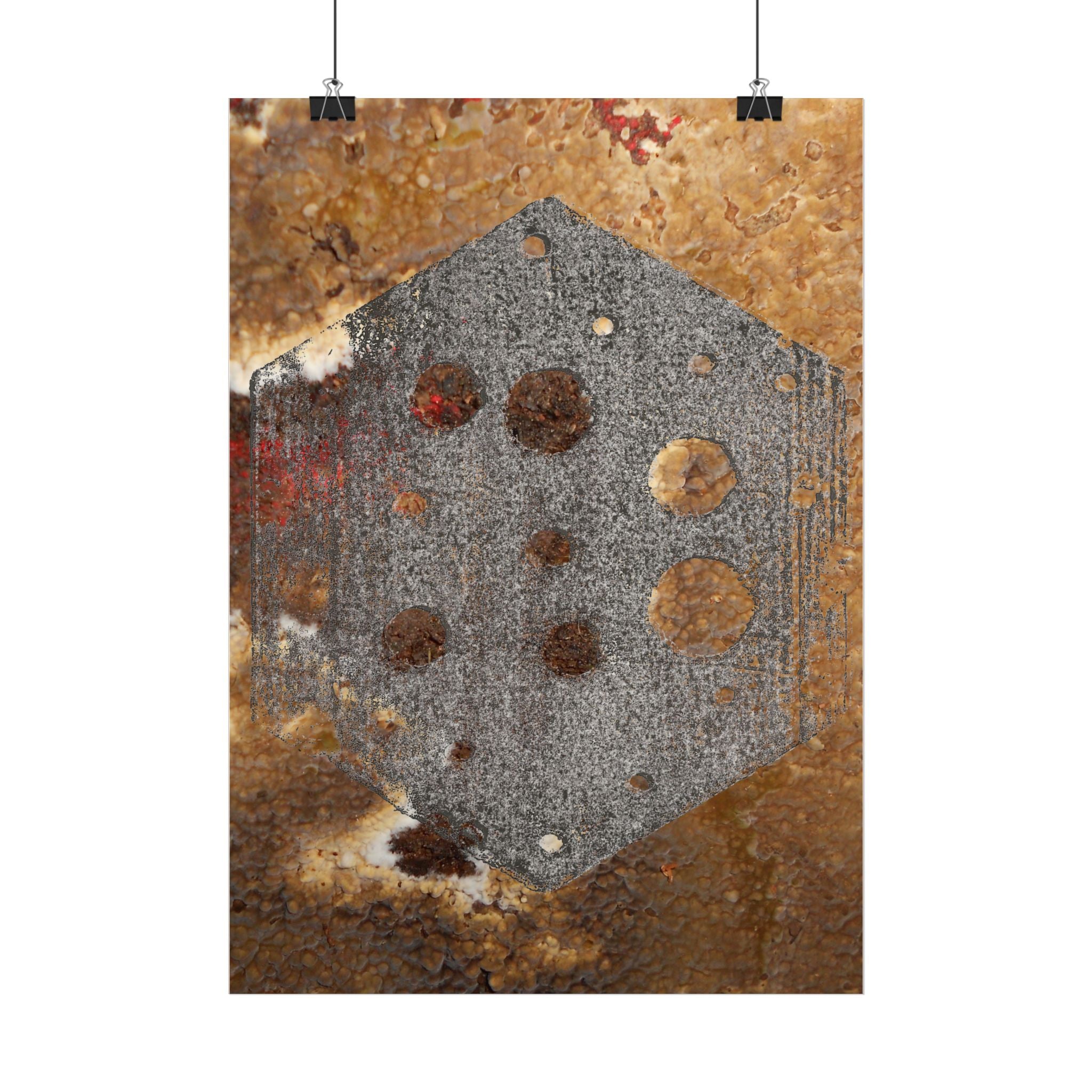 Industrial Rust Texture Poster — Hex Metal Plate Wall Art
