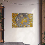 Abstracte poster met korstmosstructuur en matte afwerking — Geel &amp; Grijs Botanische Muurdecoratie 