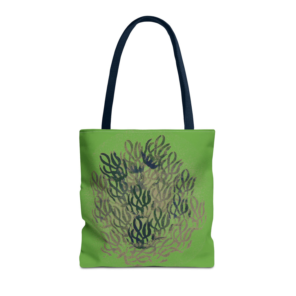 Green Abstract Coral Tote Bag – Ocean-Inspired All-Over Print Tote