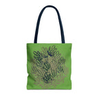 Green Abstract Coral Tote Bag – Ocean-Inspired All-Over Print Tote