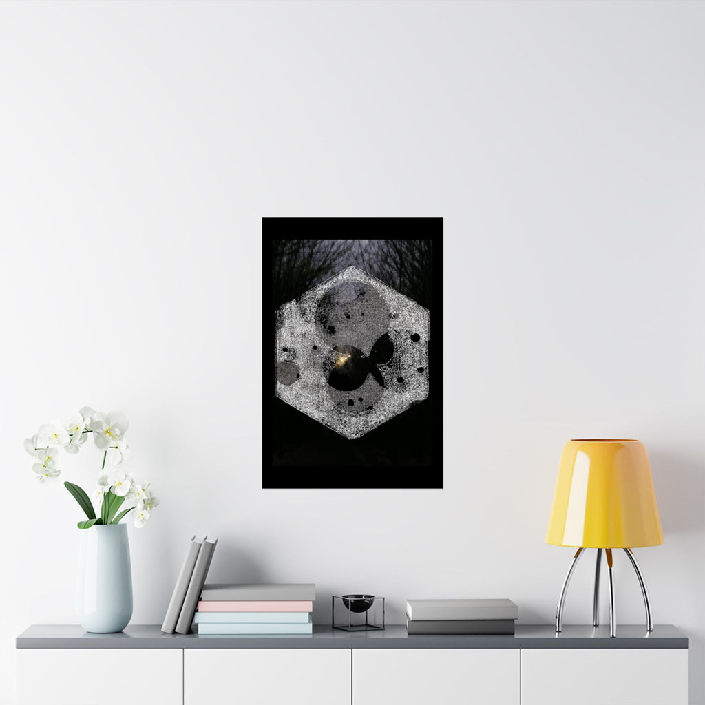 Matte Vertical Poster — Abstract Moon Hexagon Art