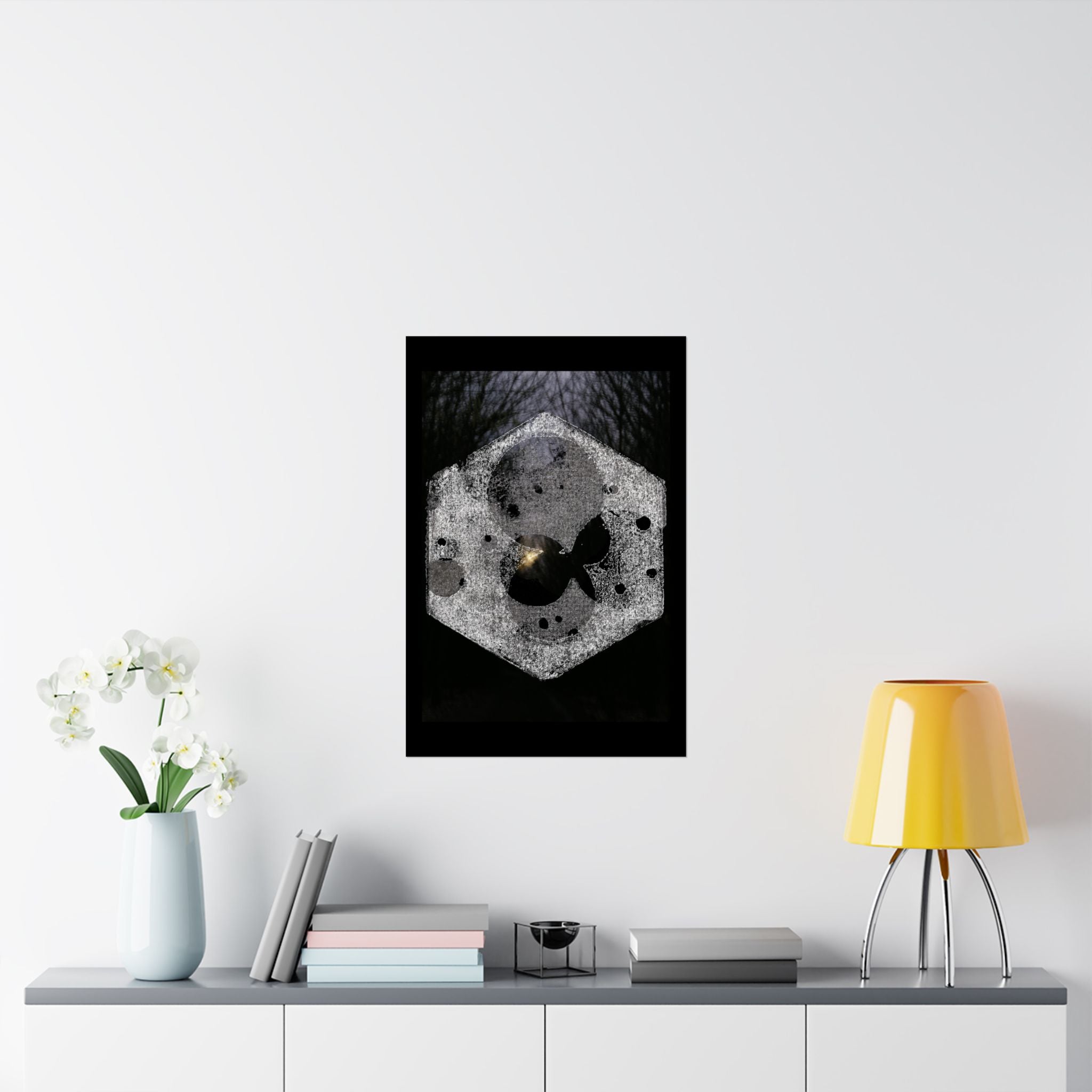 Matte Vertical Poster — Abstract Moon Hexagon Art