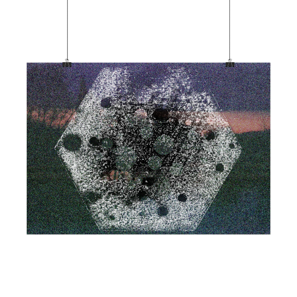 Abstracte kosmische hex-poster — Surrealistische korrelige ruimtekunst, horizontale print 