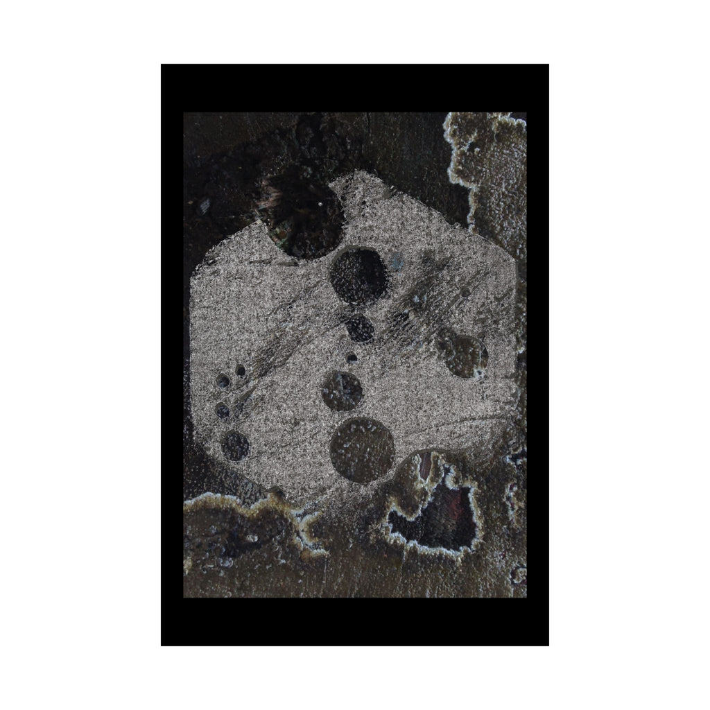 Abstract Grunge Moon Poster — Dark Textured Matte Vertical Wall Art