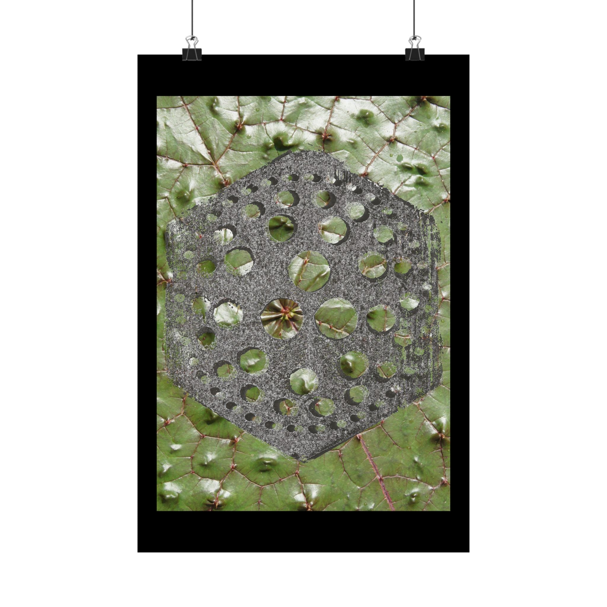 Geometric Hexagon Pattern Matte Poster | Botanical Leaf Texture
