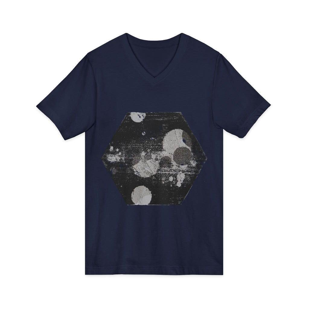 Hex Moon Graphic V-Neck Tee Design Hex21 — Distressed Space Cheese Vintage Astronomy V-Neck T-Shirt