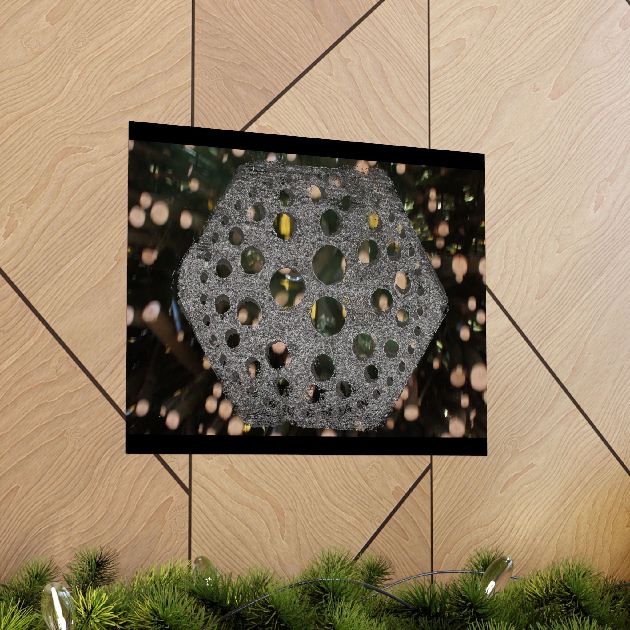 Poster met zeshoekig gatenpatroon | Matte horizontale poster, abstracte geometrische muurdecoratie 