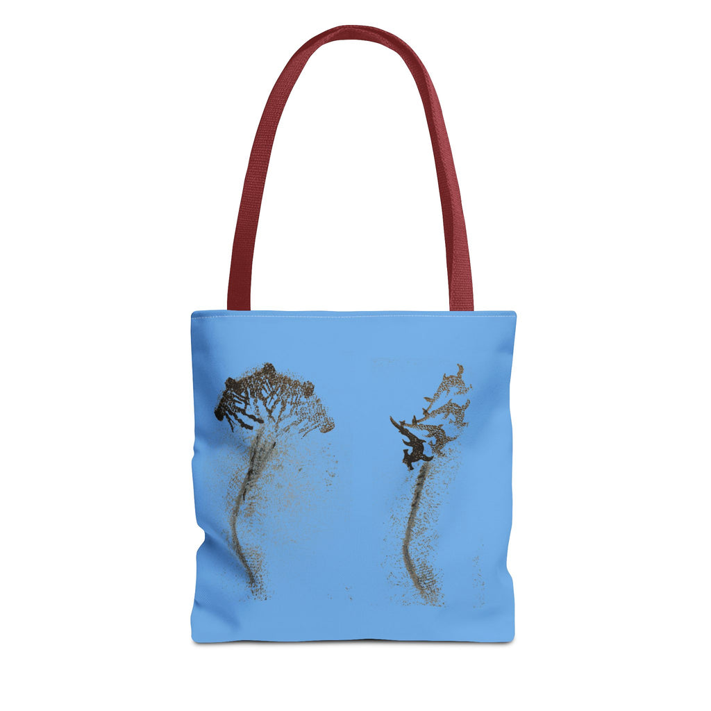 Blue Sea Life Tote Bag — Sand Art Seahorse & Coral All-Over Print