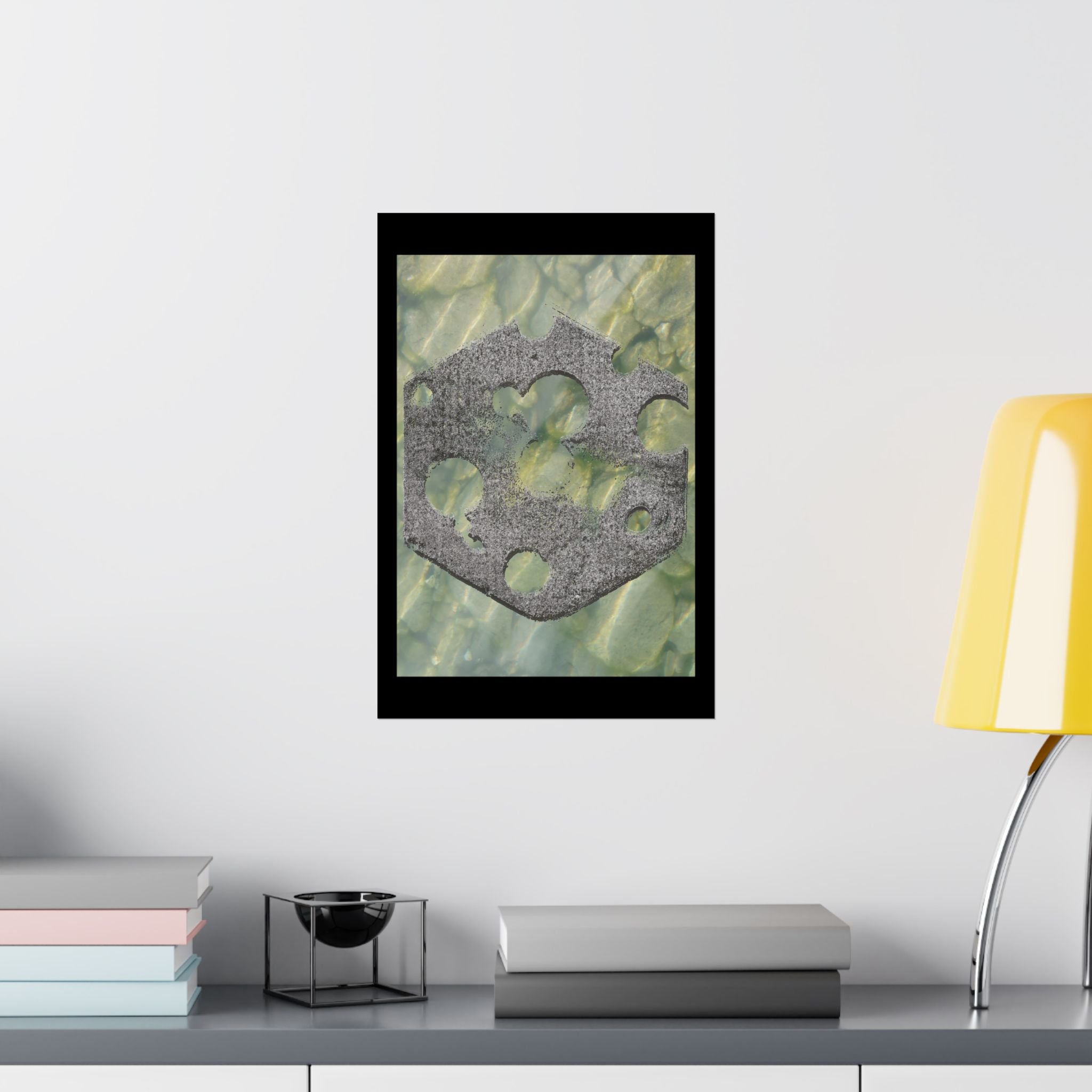 Matte Poster — Abstract Stone Hex Emblem on Green Marble Background