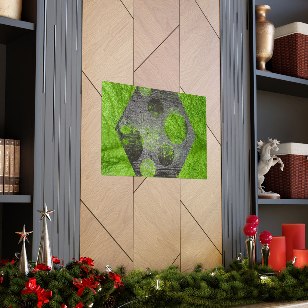Abstract Green Hexagon Matte Poster — Modern Geometric Wall Art