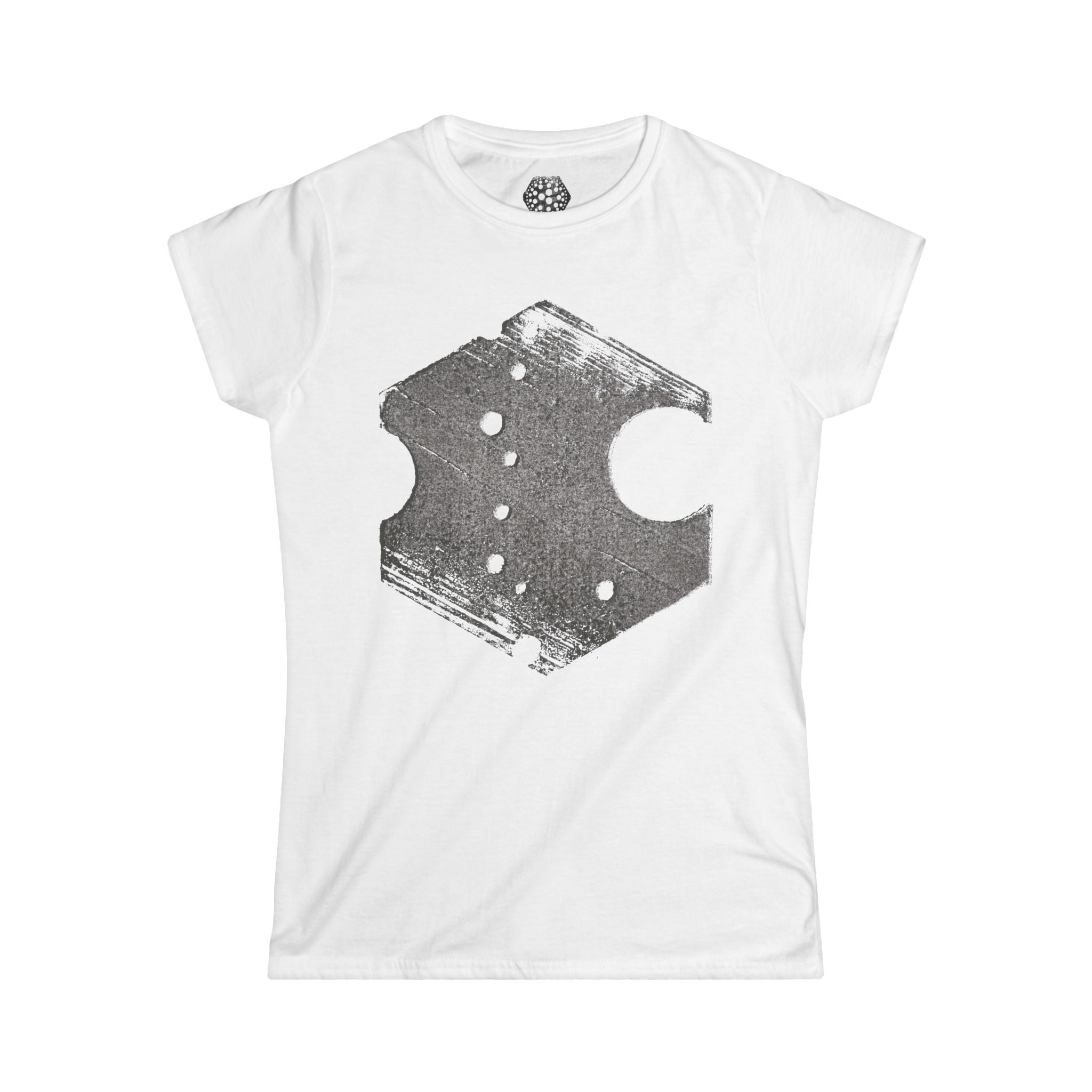 Hexagon Vintage Graphic Tee — Een vintage T-shirt met een verwassen, geometrische print voor dames 
