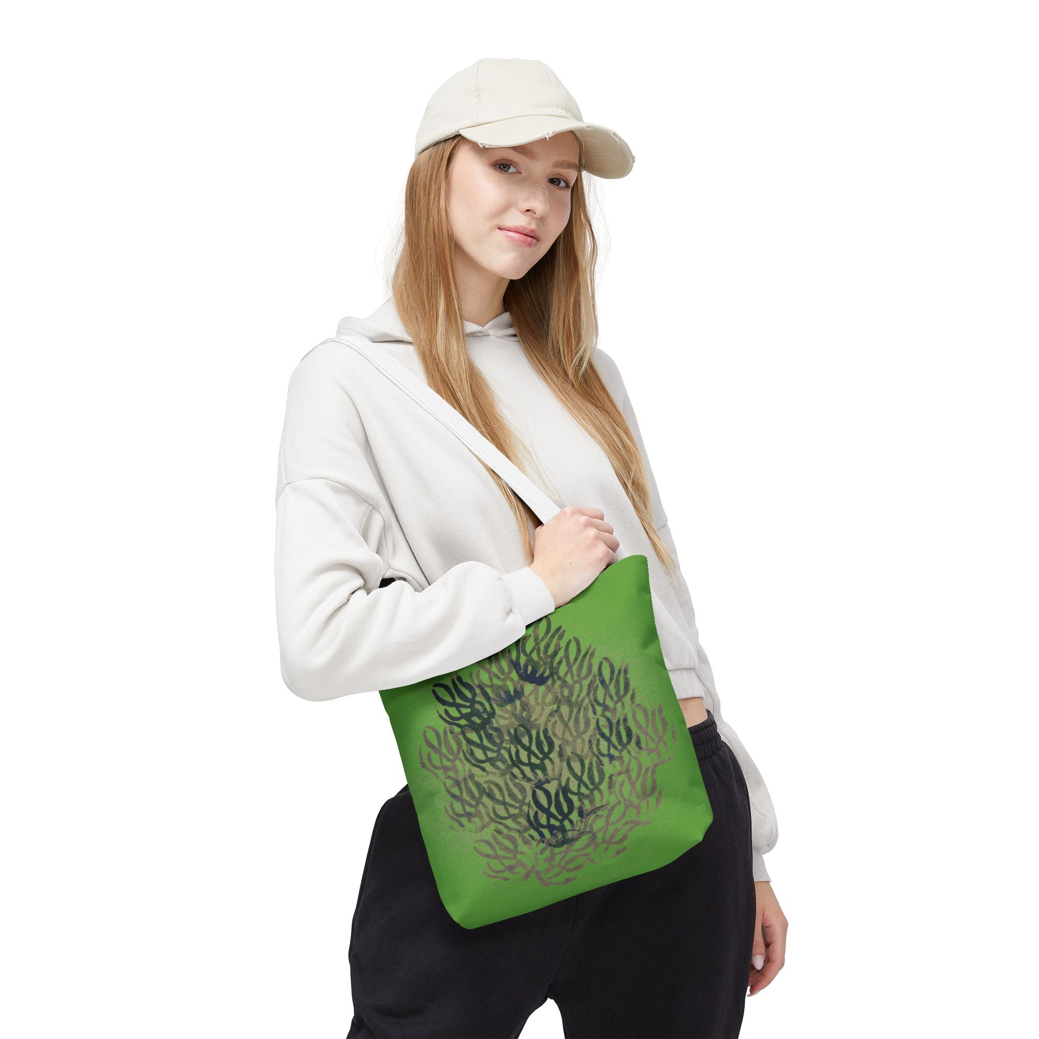 Green Abstract Coral Tote Bag – Ocean-Inspired All-Over Print Tote