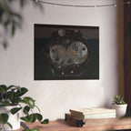 Matte Horizontal Poster — Abstract Cosmic Hexagon Nightscape