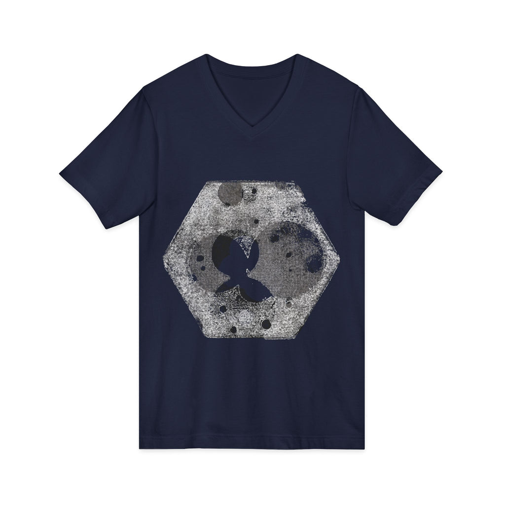 Hex Moon Graphic V-Neck Tee Design Hex18 — Distressed Space Cheese Vintage Astronomy V-Neck T-Shirt