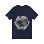 Hex Moon Graphic V-Neck Tee Design Hex18 — Distressed Space Cheese Vintage Astronomy V-Neck T-Shirt