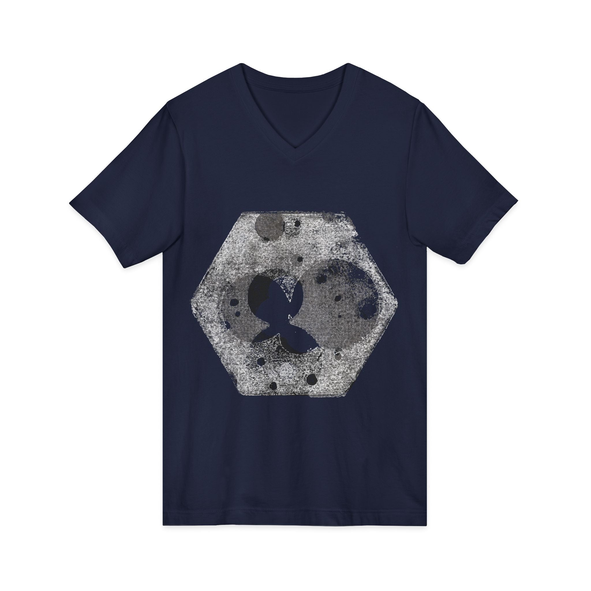 Hex Moon Graphic V-hals T-shirt Design Hex18 — Verweerde Space Cheese Vintage Astronomie V-hals T-shirt 
