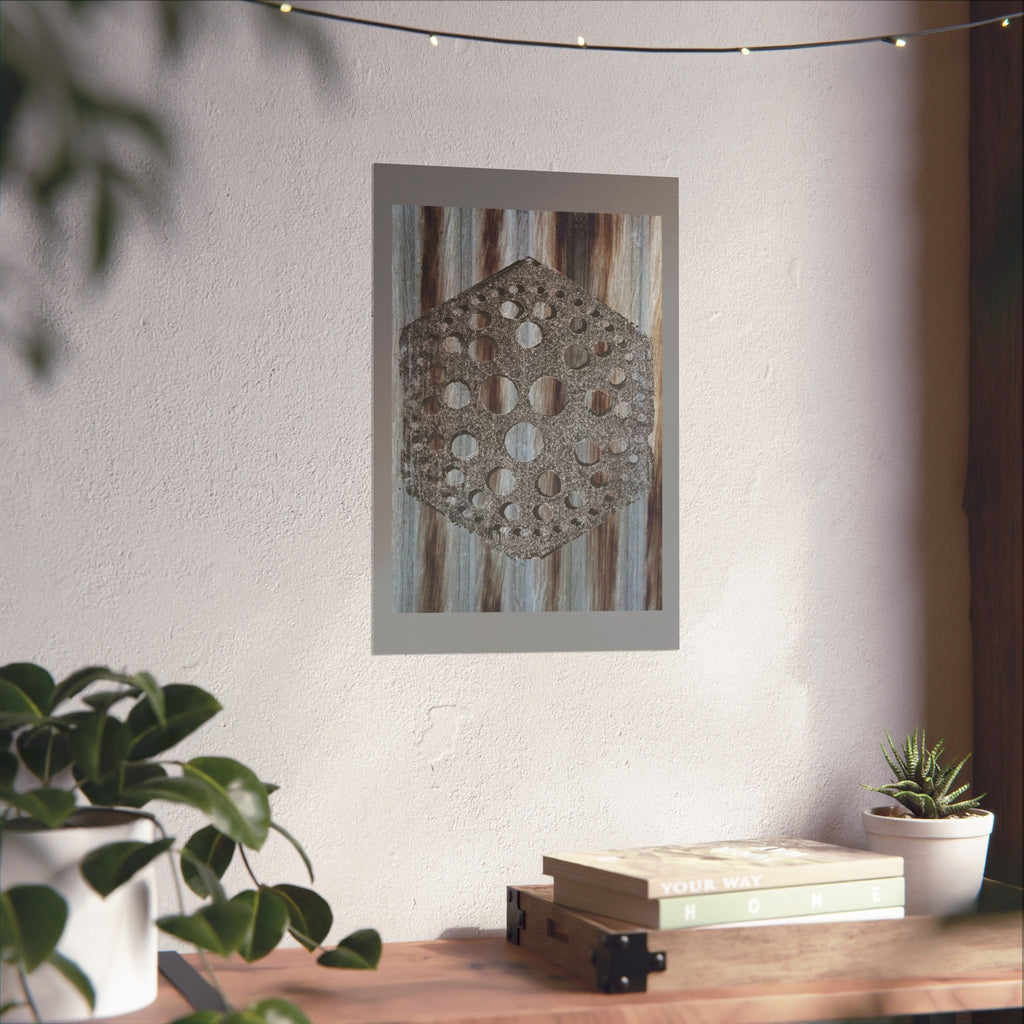 Rustic Honeycomb Poster Matte Vertical Poster | Hexagon Wall Art, Barn Wood Texture