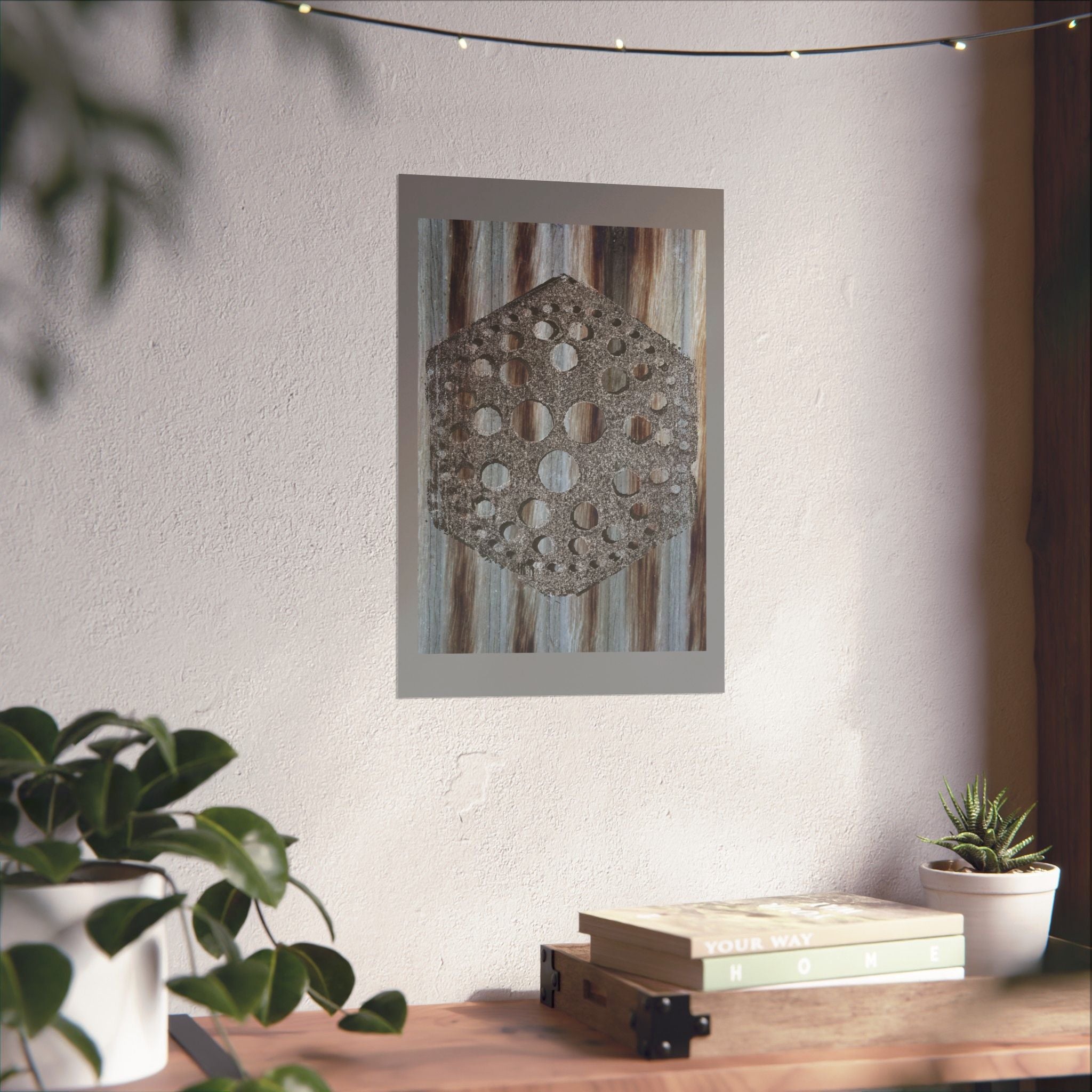 Rustic Honeycomb Poster Matte Vertical Poster | Hexagon Wall Art, Barn Wood Texture