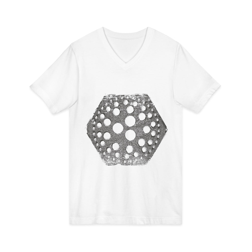 Hex Moon Graphic Tee Design Hex03 — Distressed Space Cheese Vintage Astronomy V-Neck T-Shirt