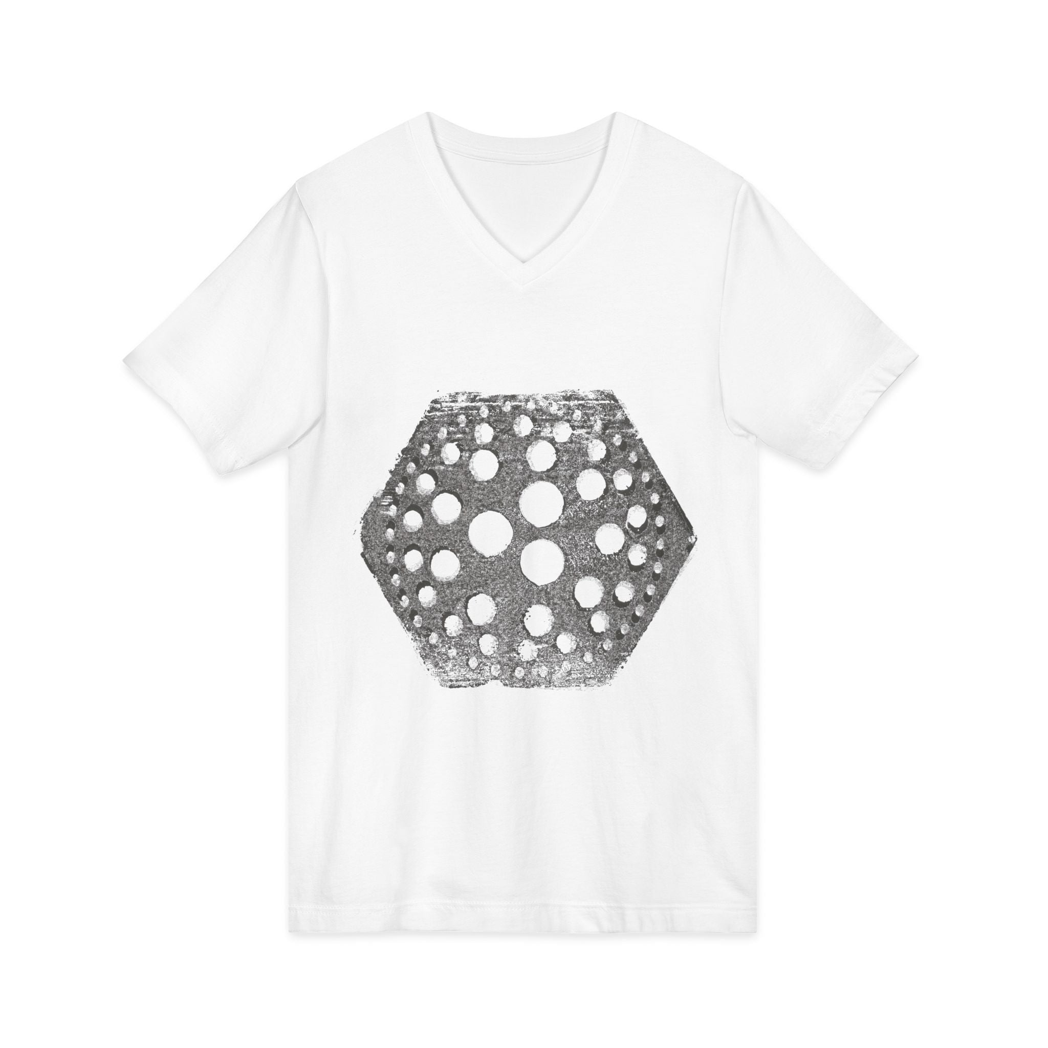Hex Moon Graphic Tee Design Hex03 — T-shirt met V-hals en vintage astronomisch design, geïnspireerd op Space Cheese