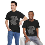 Hexagon Circles Graphic Tee — Digital Manual Print Art