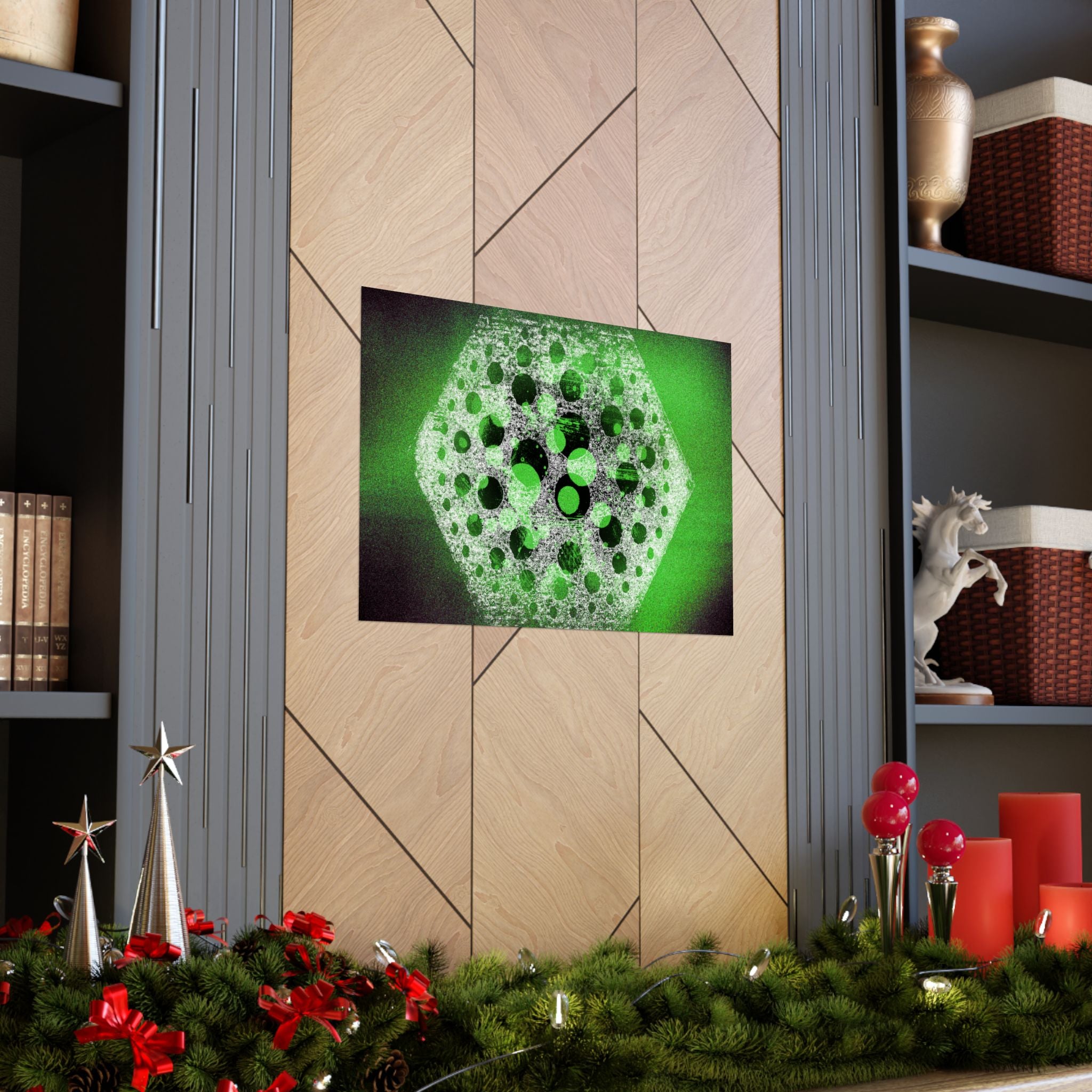 Abstract Hexagon Green Poster – Matte Horizontal Wall Art