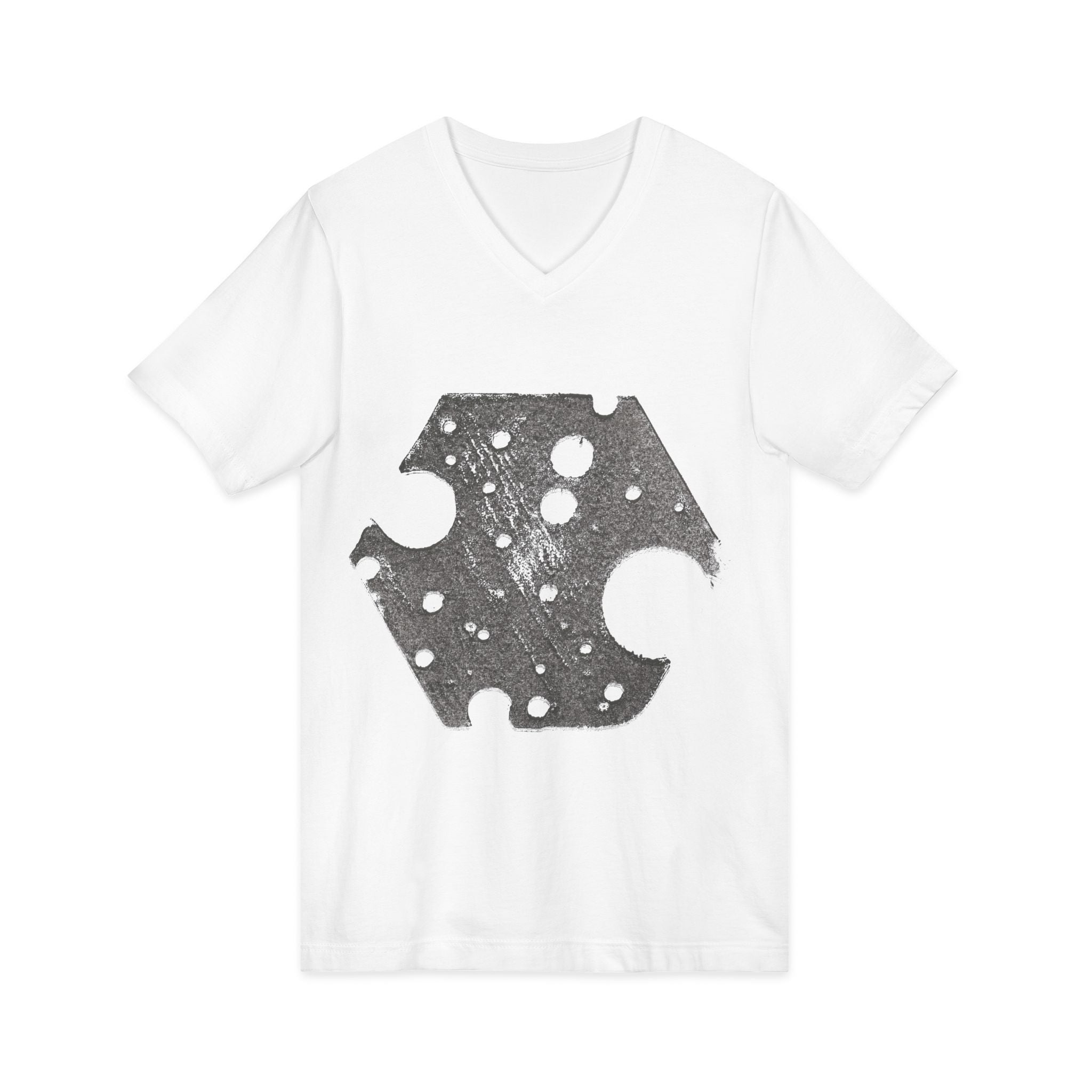Hex Moon Graphic Tee Design Hex09 — T-shirt met V-hals en vintage astronomisch design, geïnspireerd op Space Cheese